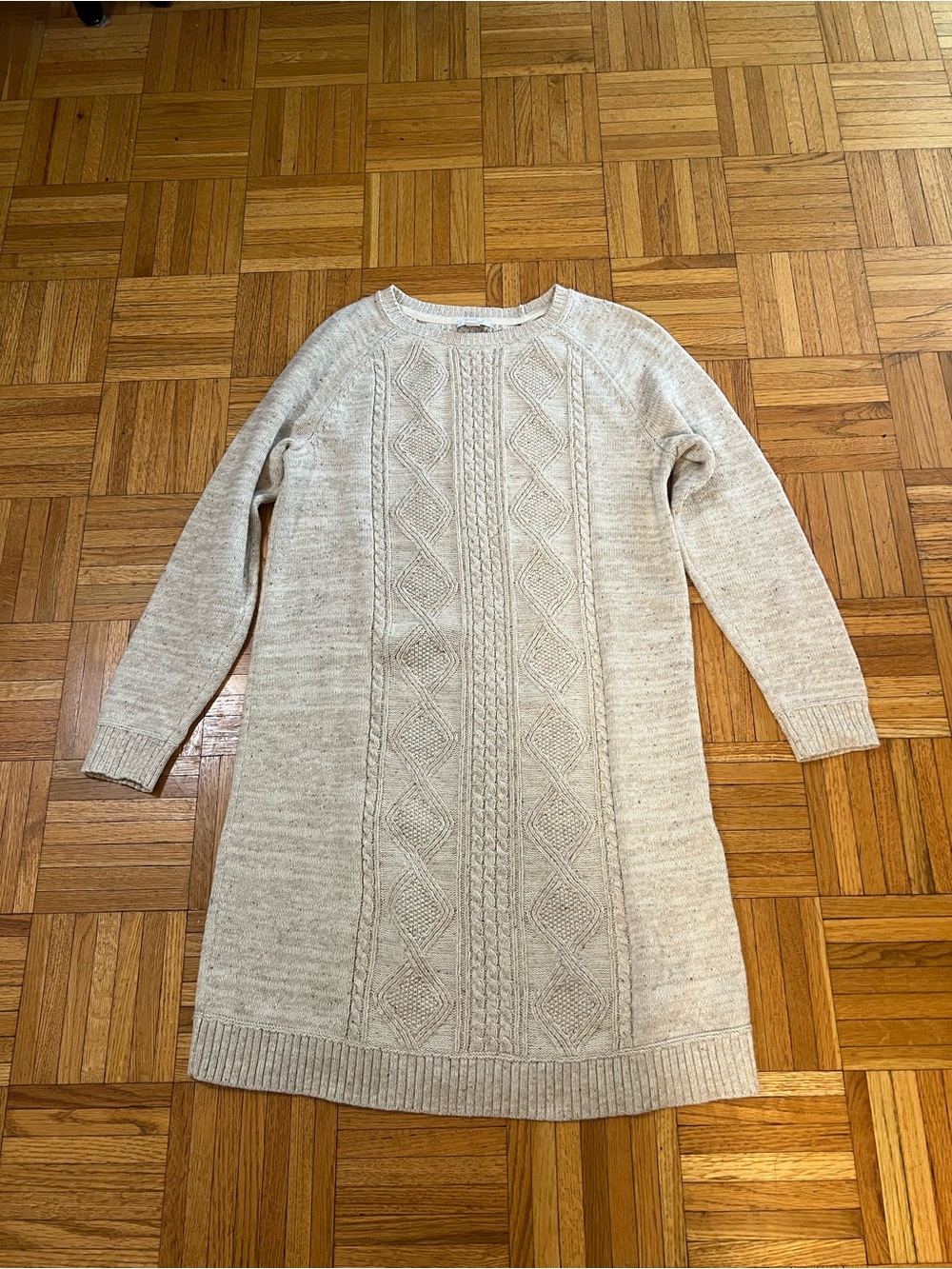 Winter Chic J. Jill Cream Cable-Knit Long Sleeve Sweater Dress size Small